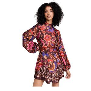 FARM Rio Bright Flora Long Sleeve Dress - Size Large